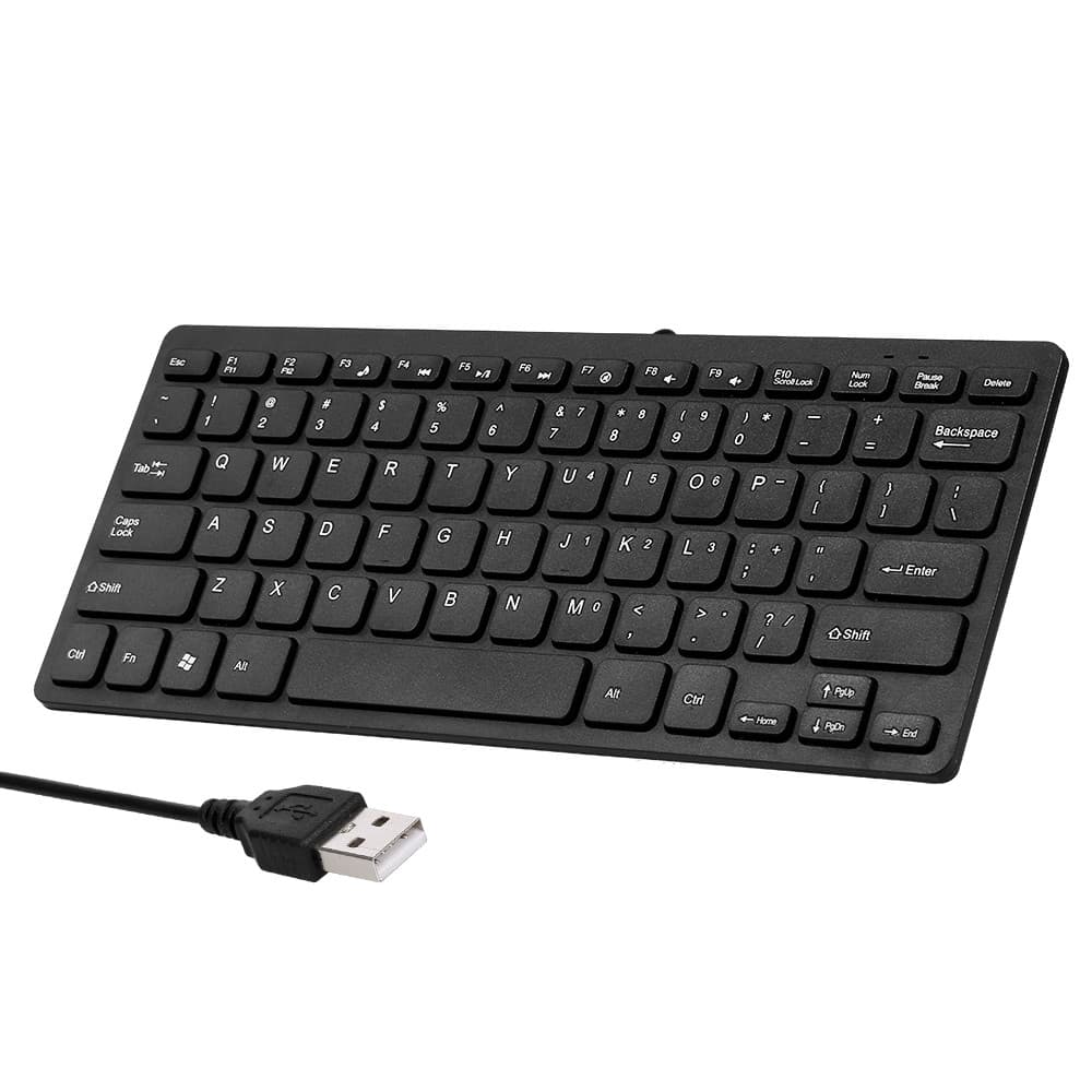 [Andoer.br] K-1000 Mini Teclado 78 Teclas Alimentado Por USB Com Fio De Chocolate Portátil Escritório Preto
