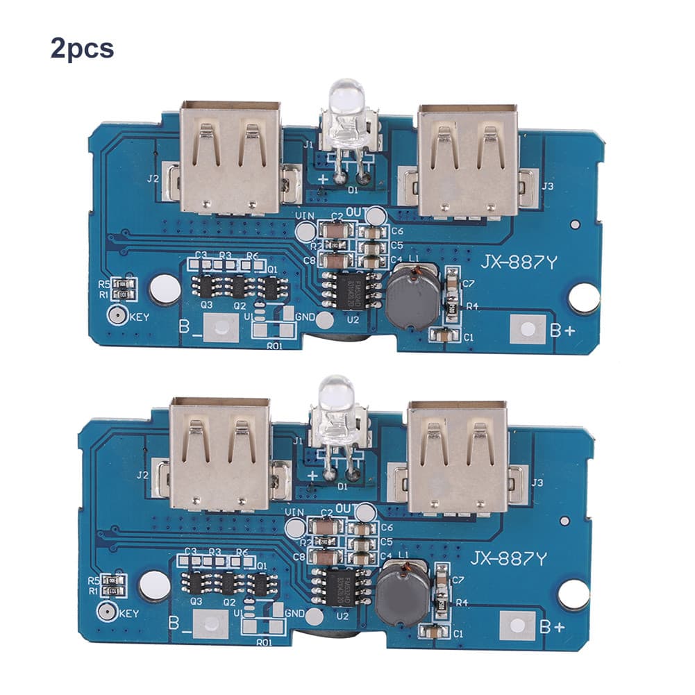 2 Unidades 3.7 V A 5 Módulo De Reforço 2A USB Duplo Com Luz LED 18650 Bateria De Lítio Tolobr