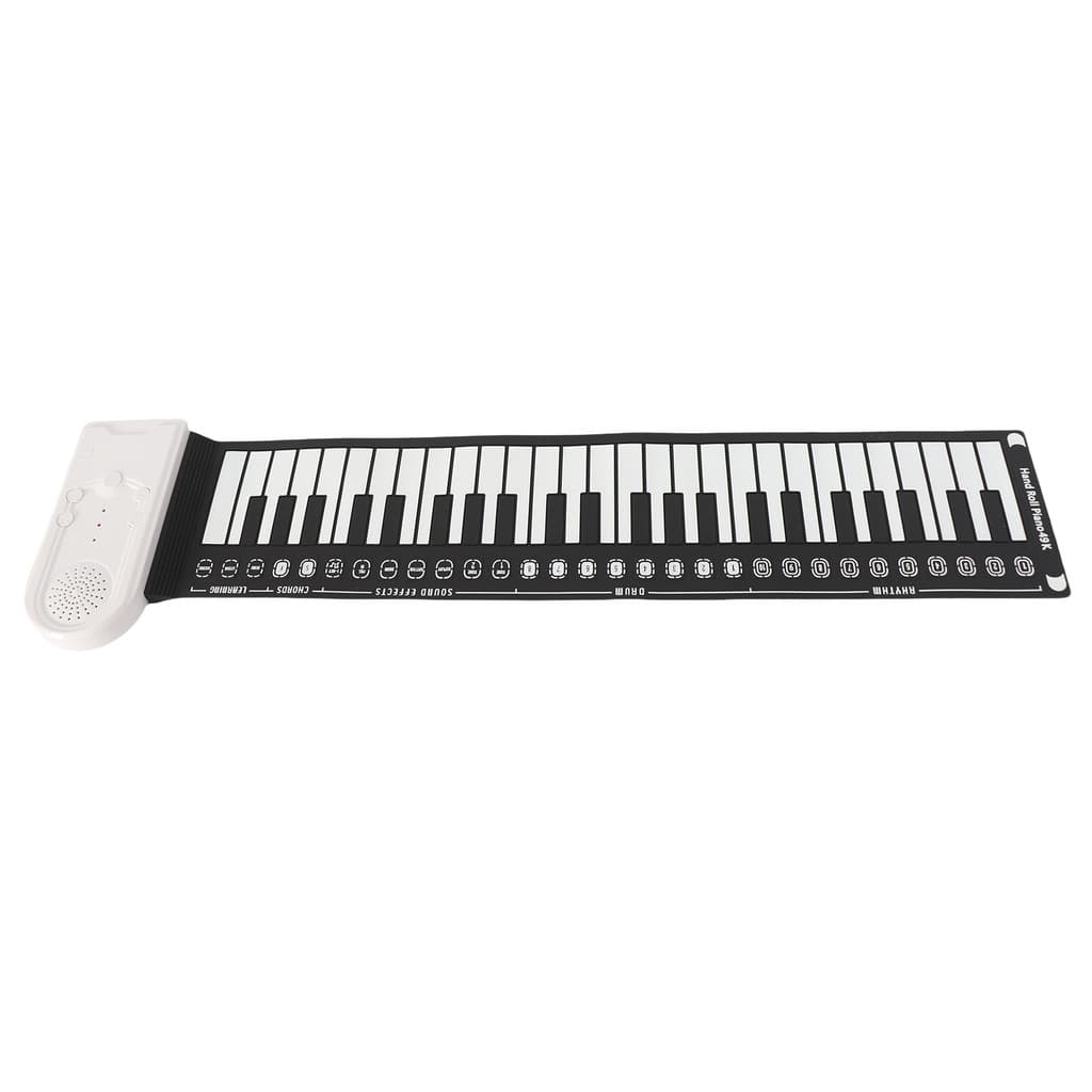 Teclado eletrônico dobrável portátil de Piano enrolado à mão de 49 teclas com buzina sem entrega de bateria (branco)