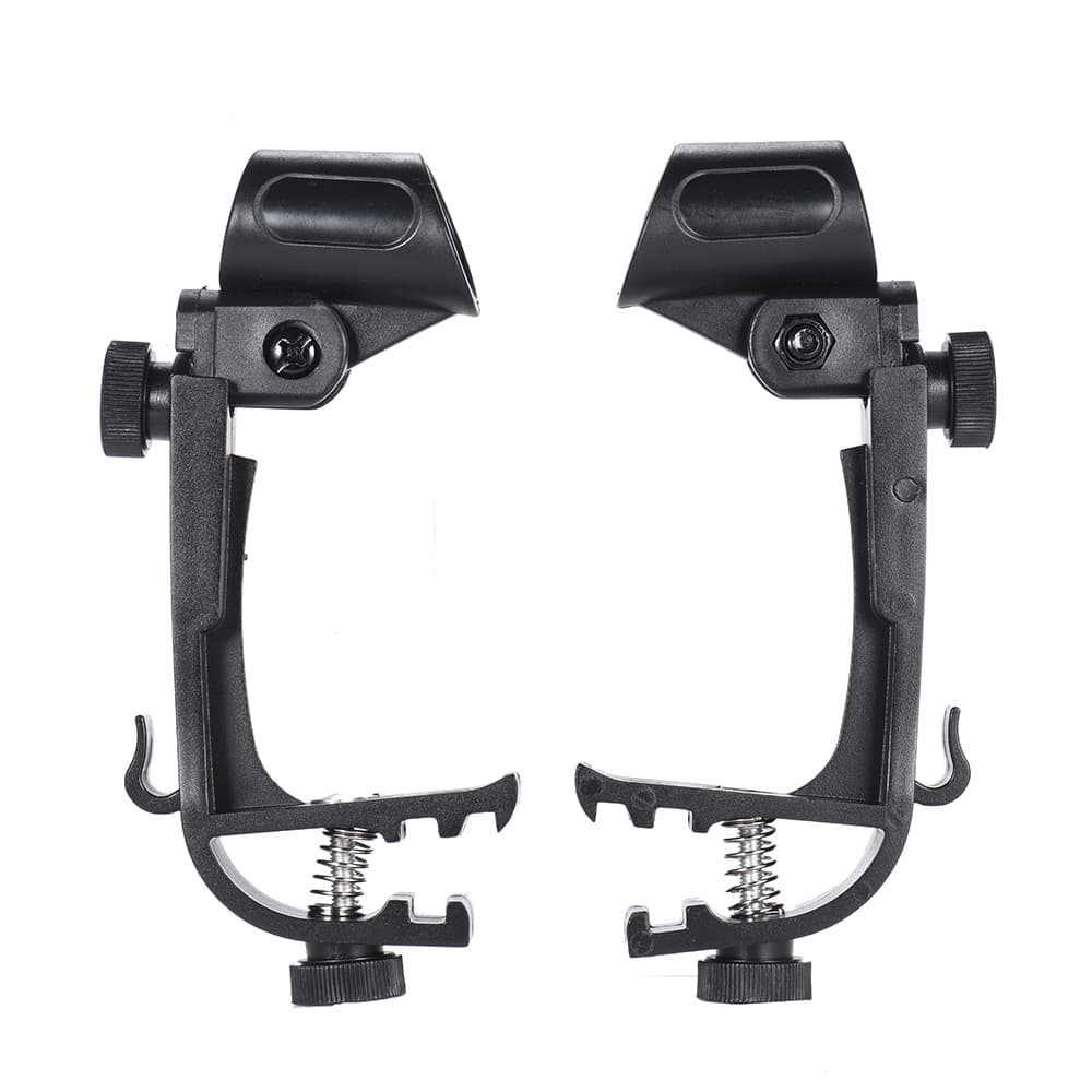 2pcs Braçadeira Clipe Na Borda Do Tambor Microfone Suporte De Montagem Ajustável À Prova De Choque