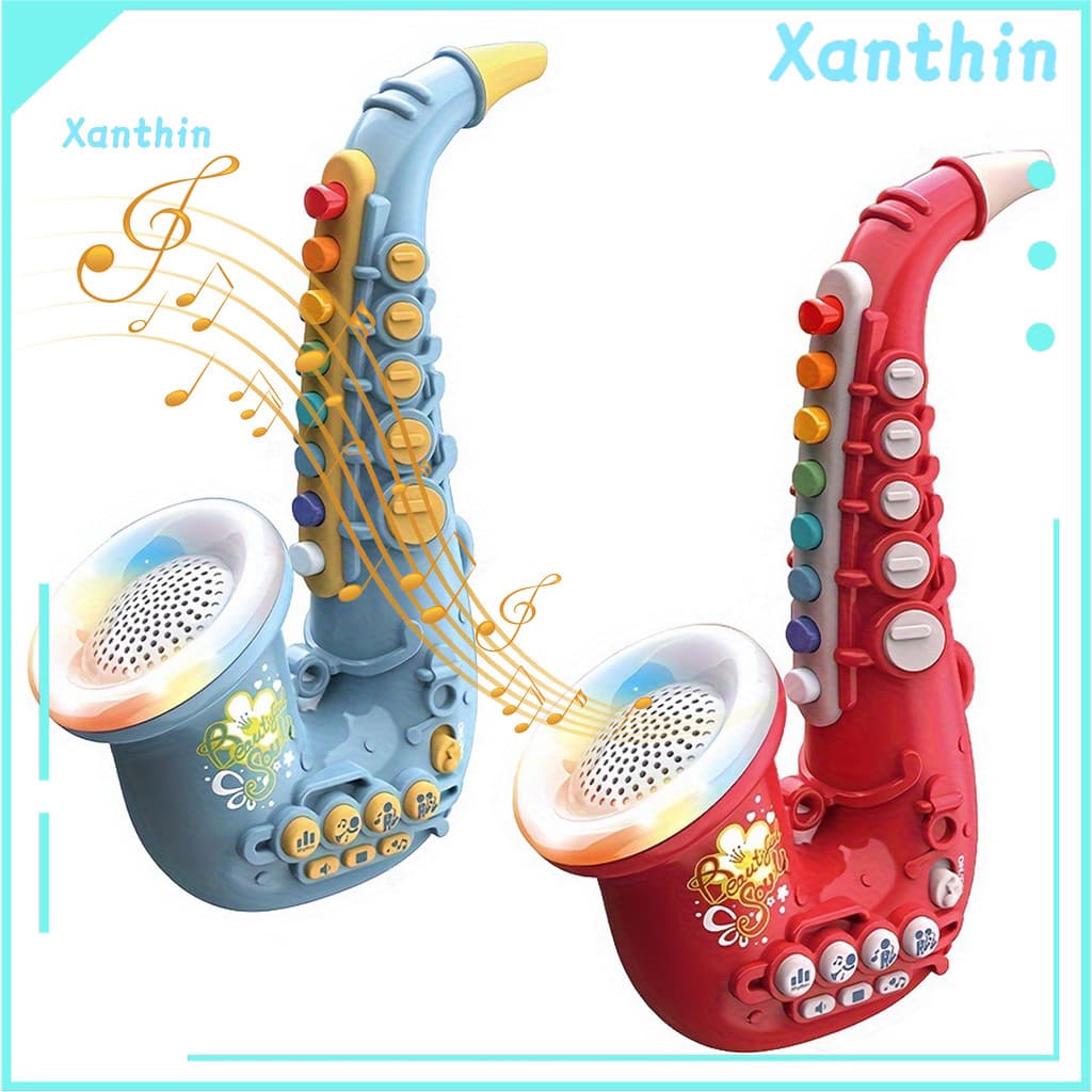 Brinquedo De Saxofone Elétrico Com Efeitos De Luz 8 Escala Musical E Botões Funcionais Trompete Infantil