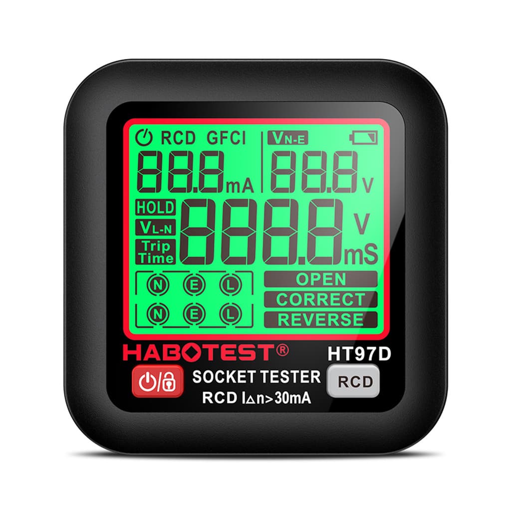 HABOTEST HT97D Testador De Tomada Digital Teste De Tensão Detector Da Ue Vazamento Inteligente Fase Multifuncional