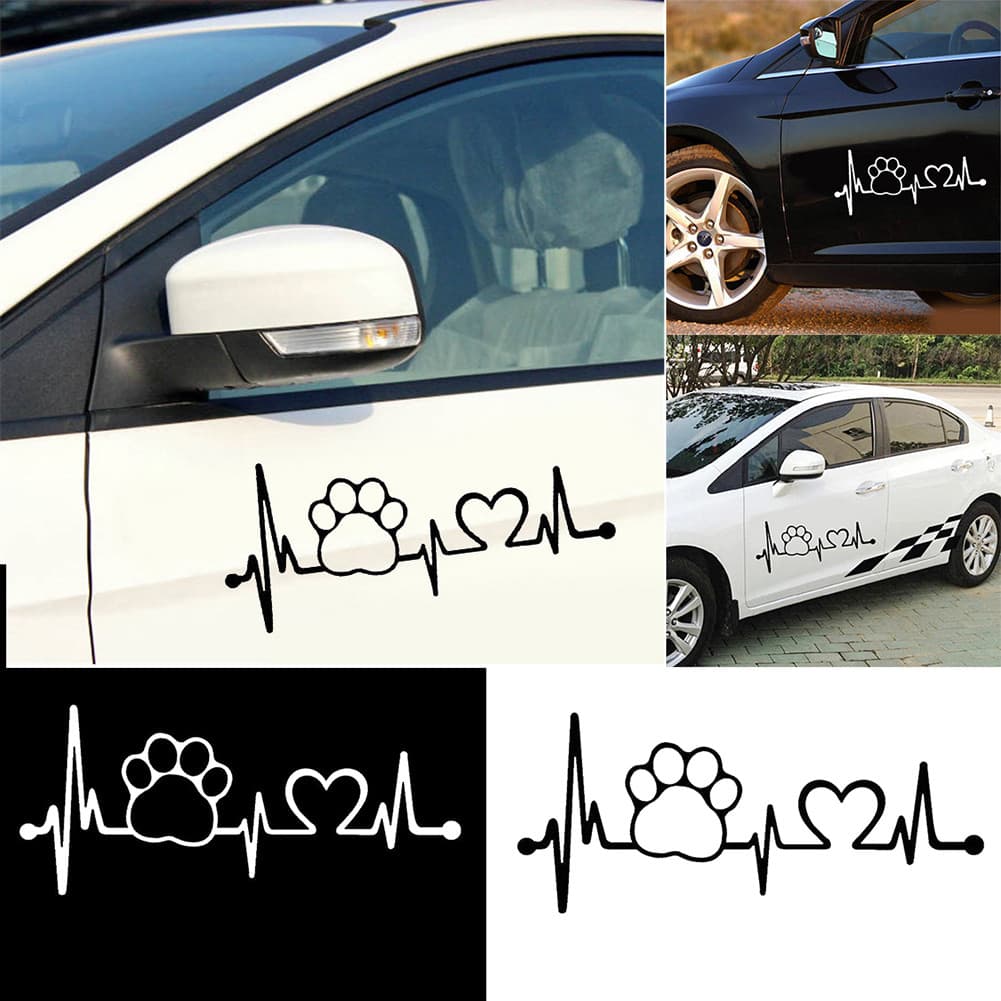 garonne Heartbeat Dog Paw Criativo Motocicleta Janela De Carro Corpo Decoração Adesivo Decalque
