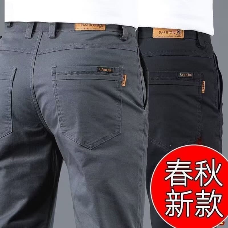 Calças de negócios de alta qualidade masculinas Anti-rugas calças casuais calças justas calças de perna reta