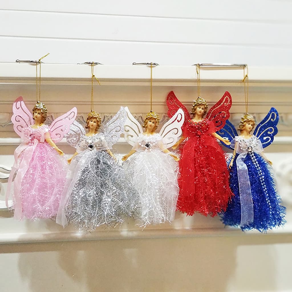 Qingsong Boneca Pingente Forma De Anjo Pendurado De Natal De Plástico Para Sala De Estar