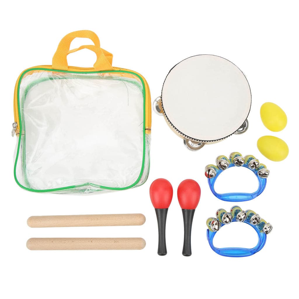 Crianças Instrumentos Musicais Conjunto Mão Tambor Ovo Shaker Rumba Chocalho Jingle Bell Ritmo Vara Kit Para