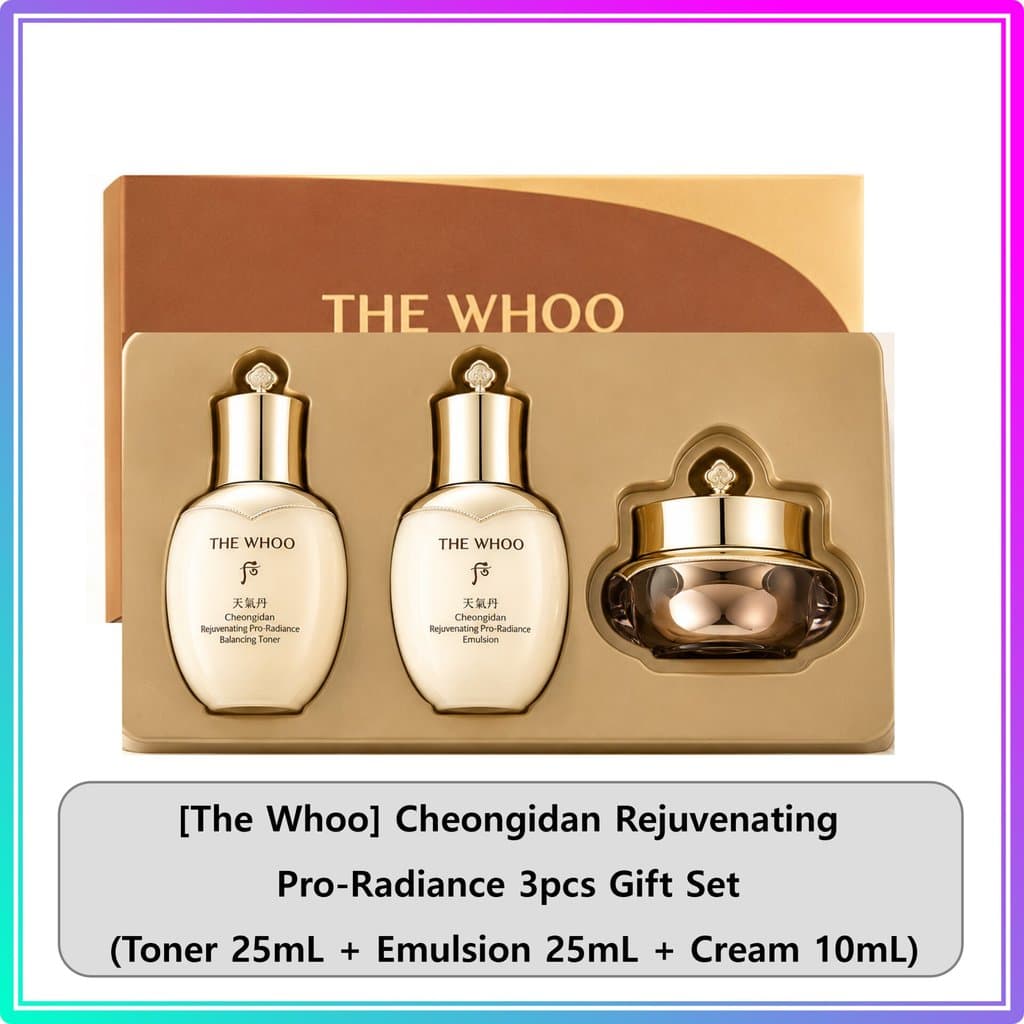 [The Whoo] Conjunto De Presente Rejuvenescedor Pro-Radiance 3 Unidades Cheongidan (Toner 25mL + Emulsão Creme 10mL) # 252