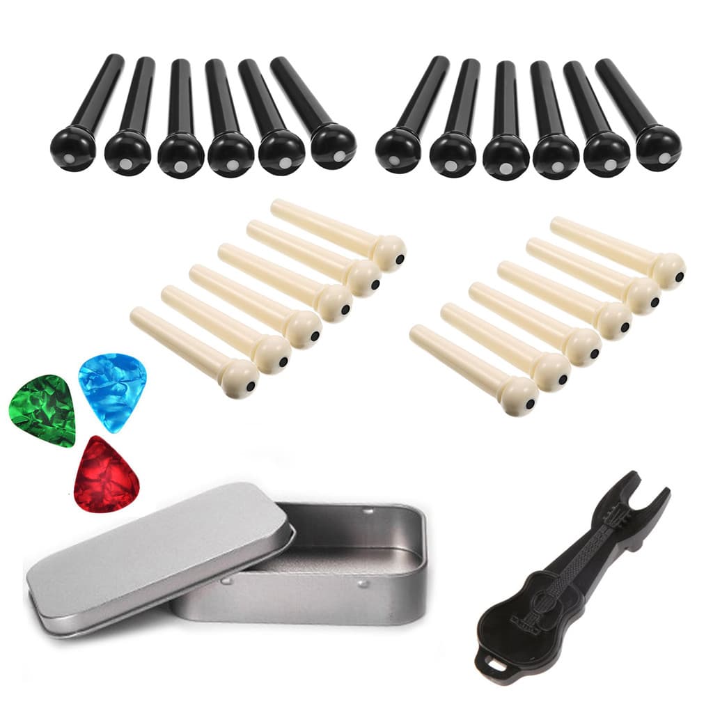 Kit De Acessórios Para Violão Folk Acústico fgstbr , Incluindo 24 Pinos De Ponte + 3 Peças De Palhetas De Celulóide (Ent