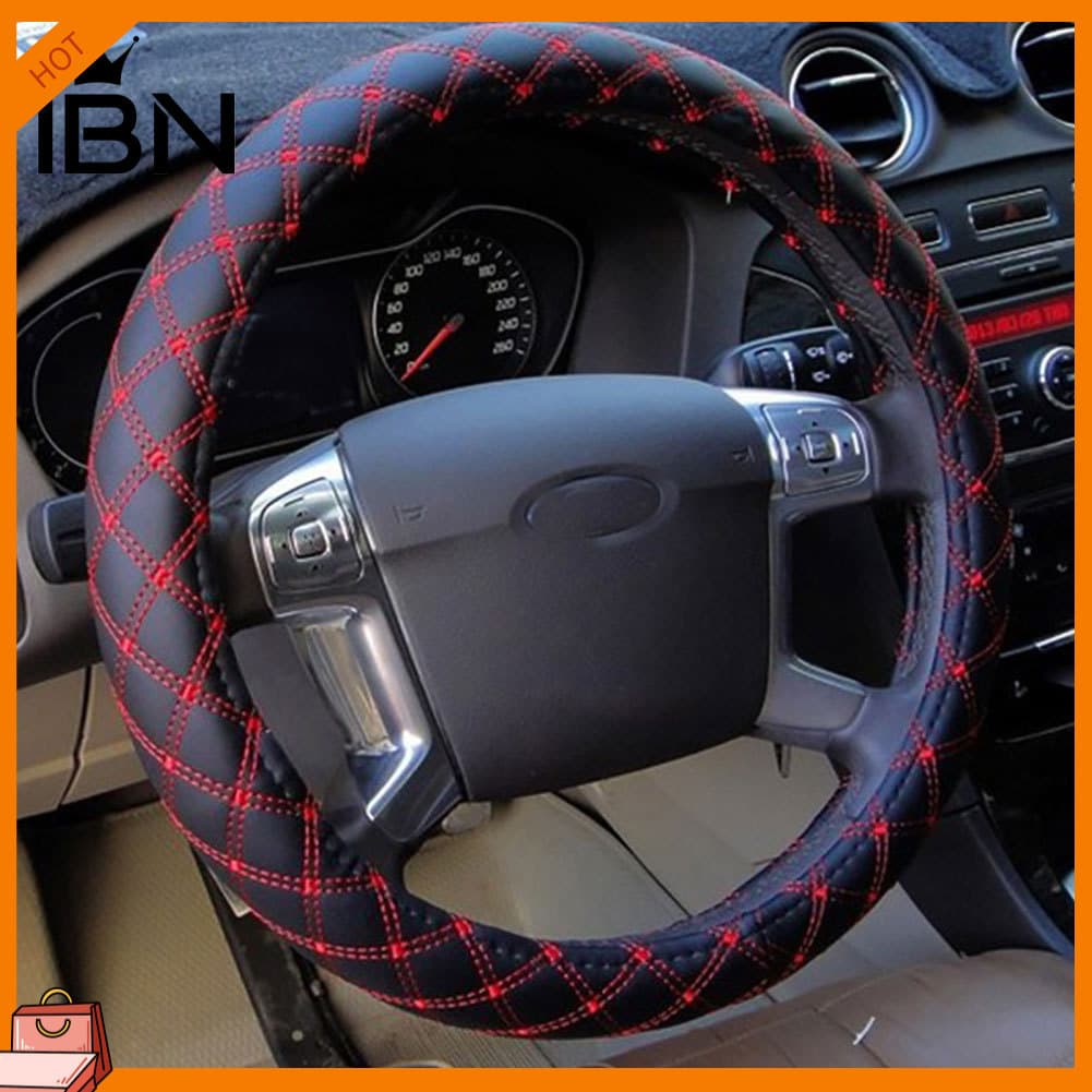 [IBN] Elegante Protetor De Capa De Volante Antiderrapante De Couro Sintético Para Veículo Automotivo De 38 Cm