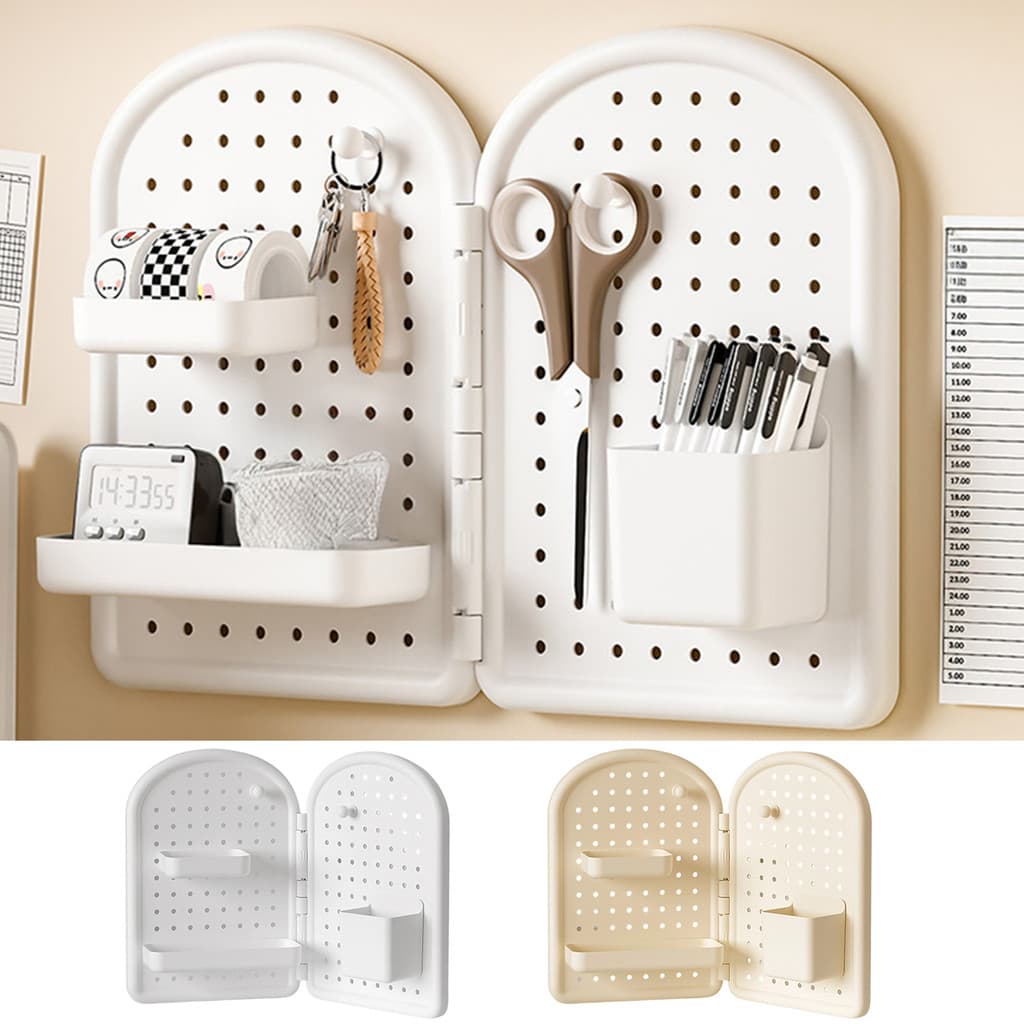 Rack De Armazenamento De Placa Perfurada Montado Na Parede Super_ , Organizador De Pegboard De Plástico Dobrável , Prate