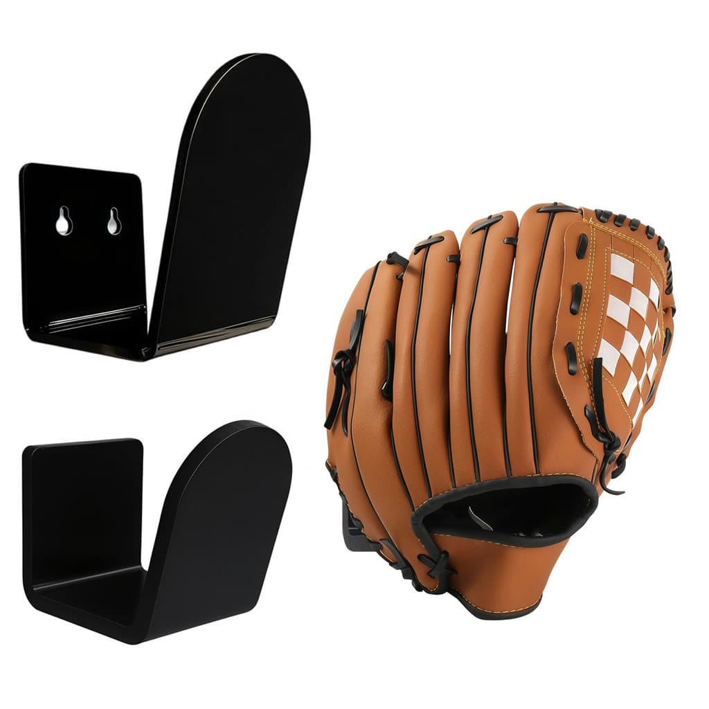 Rack De Exibição De Luvas Super_Baseball , Suporte Preto Fosco Para Montagem Na Parede Acrílico Em Forma De U , Armazena