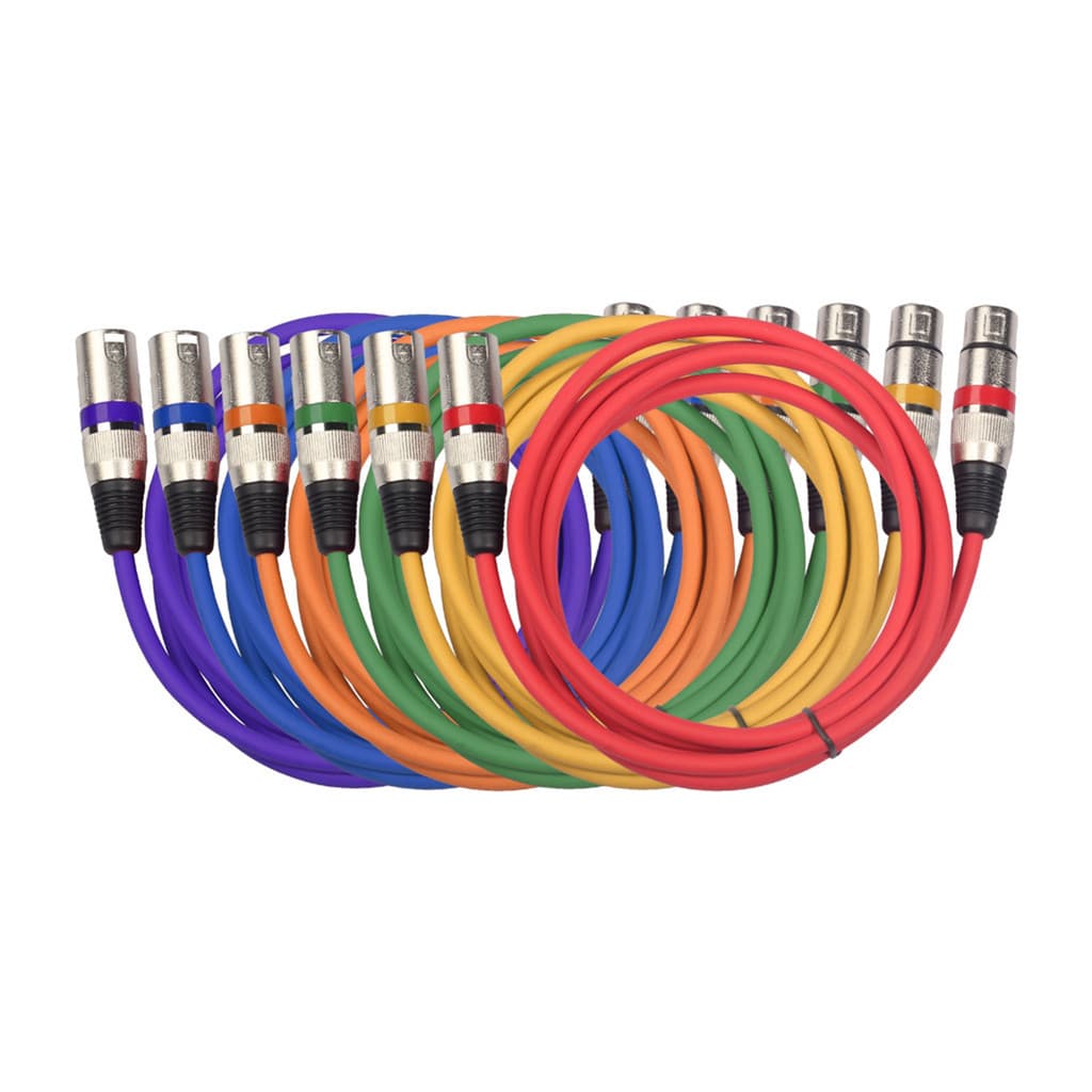 Cabo XLR DMX , 6 Peças , 1.5M/5 Pés , Luz De Palco , 3 Pinos , Macho Para Fêmea , Plugue Preto De PVC Cabeça Móvel , Hol