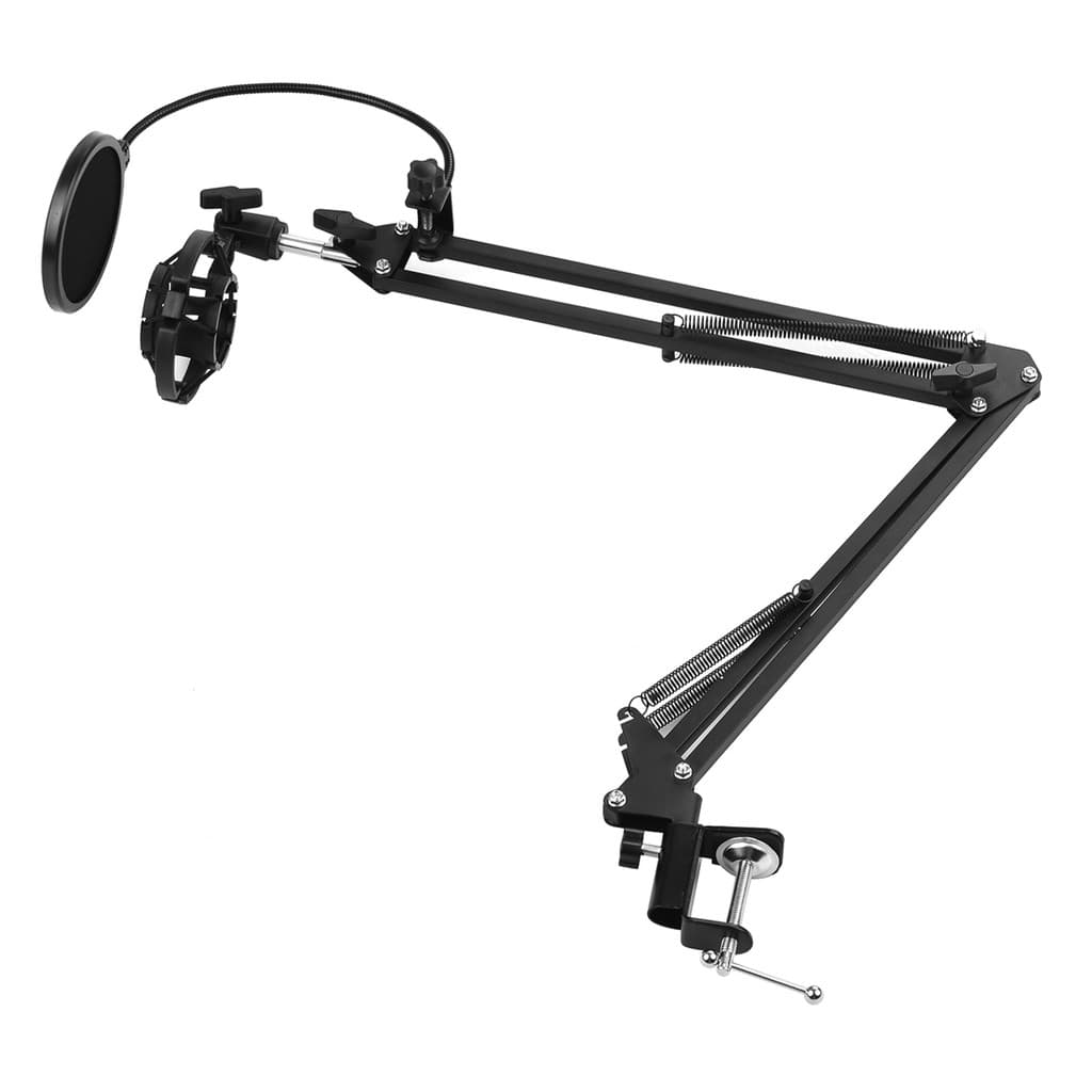 Suporte De Microfone Dobrável Ajustável , Braço De Metal Resistente Com À Prova De Choque , Filtro Pop De Pára-Brisa Par