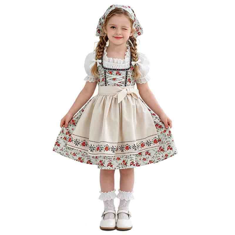 Fantasia Infantil Da Pradaria Oktoberfest Maid Pastoral Girls Lolita Farm Dirndl Vestido