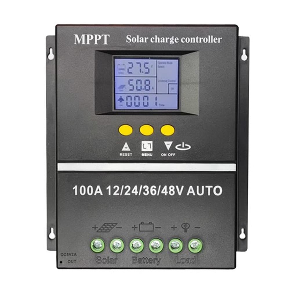 Controlador De Carga Solar MPPT 100A Para 12/24/36/48V Auto RV Bateria De Lítio Ácido Display LCD Duplo USB