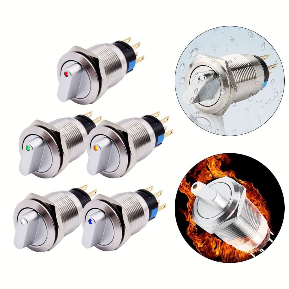 [qkc] Interruptor Rotativo Momentâneo De 19 Mm 3 Posições 2NO 2NC 110-220V ON-Off IP66