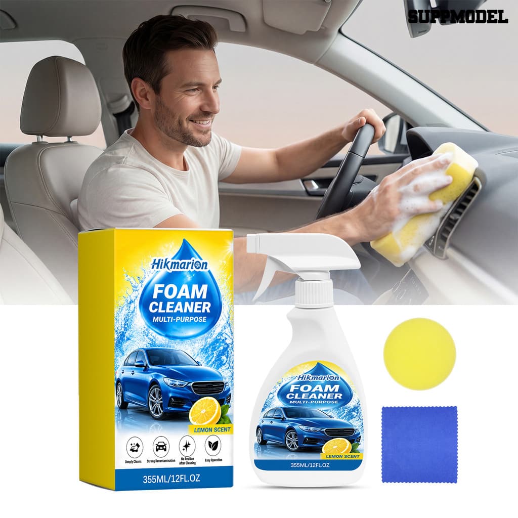 Espuma De Limpeza Interior De Carro Suppmodel 355ML , Com Esponja E Toalha De Microfibra , Detalhamento Automático Profu