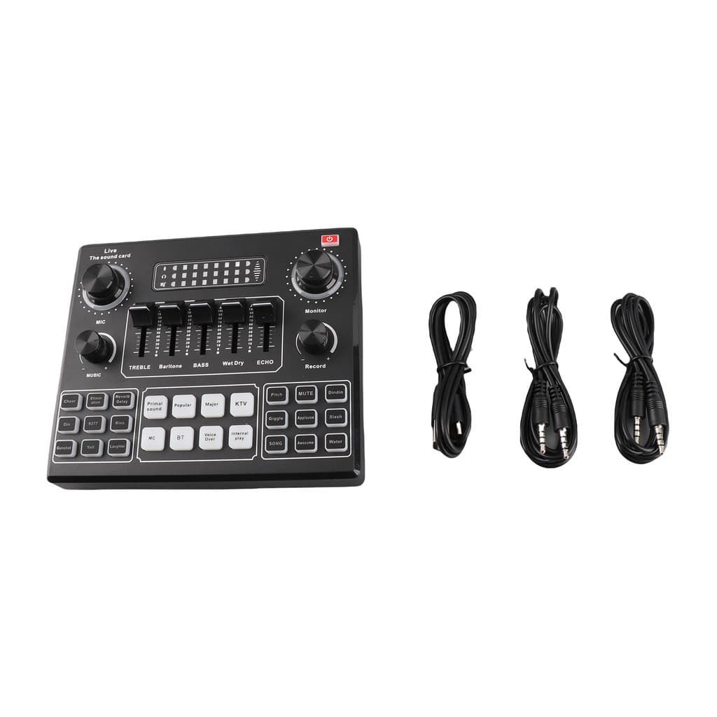 Placa De Som Ao Vivo V9 BT Acompanhamento Mixer De Áudio Com Efeitos Transmissão Gravação Rede Cantando Em Telefones Lap