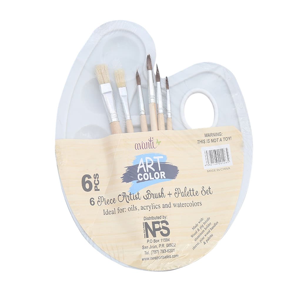 6 Pçs Pincéis E 1pc Paleta Bandeja Conjunto Para Crianças Adultos Aquarela Óleo Acrílico Guache Arte Pintura Suprimentos