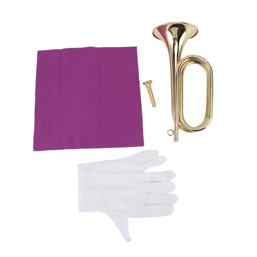 Bb Chave Bugle Trompete De Bronze Com Bocal Destacável Luvas De Pano De Limpeza Profissional Para Banda Escola Marcha Pe