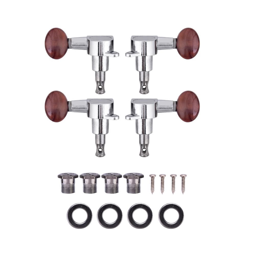 [Andoer.br] Pegs De Afinação De Cordas De Ukulele , Afinadores De Cabeça De Máquina Vermelho Prateado Bod De Liga De Zin