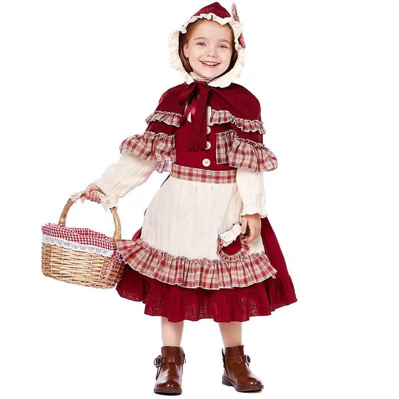 Roupas Lolita Infantis Pequeno Capuz De Condução Vermelho Menina Dia Das Crianças Palco Drama Desempenho Estilo Natal Ve