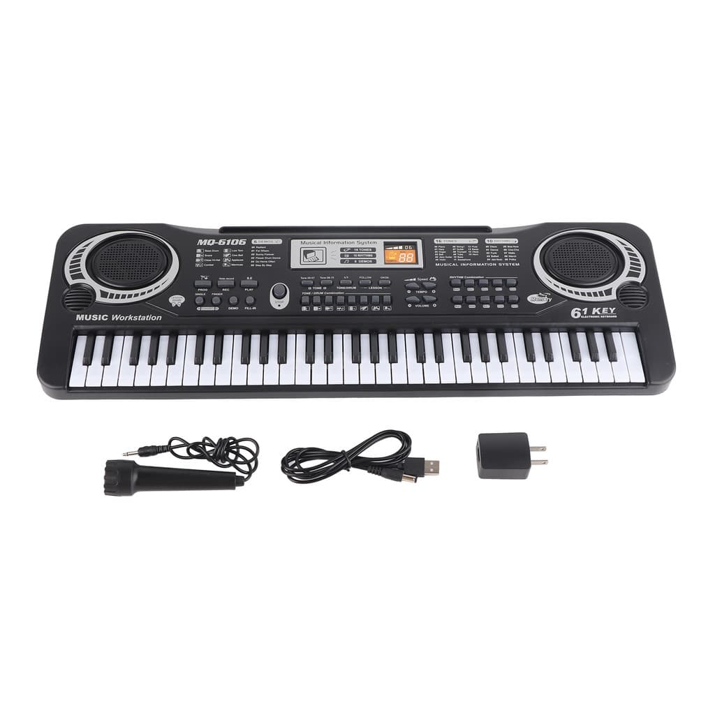 Teclado eletrônico multifuncional de 61 teclas (versão em inglês) 100-240V padrão dos EUA enviado sem bateria