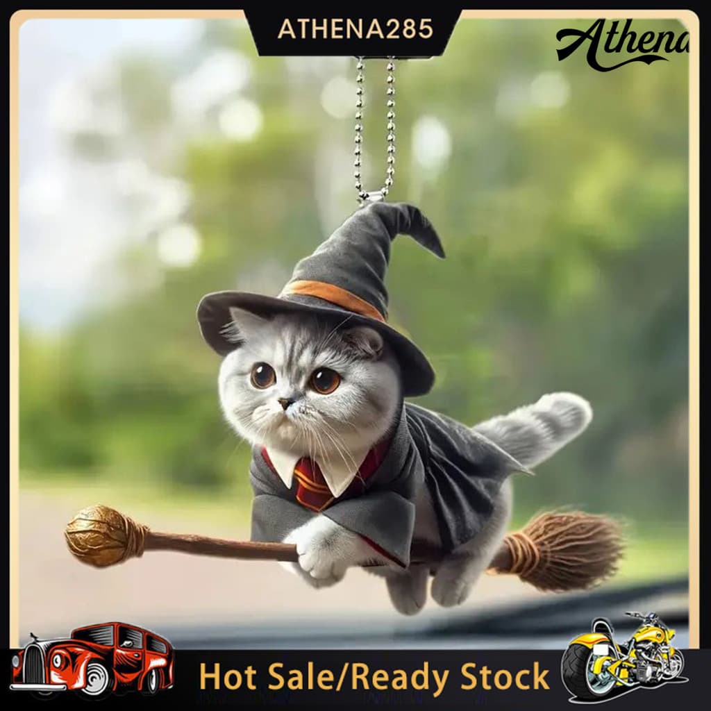 Athena-Pingente De Acrílico Para Carro Com Cordão , Fácil De Pendurar , Animal Super Fofo , Gato , Espelho De , Ornament