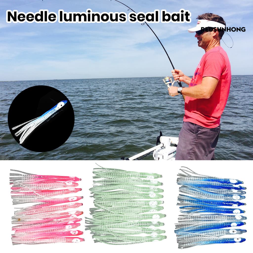 [REDS] 10 Unidades Isca De Pesca De 7 Cm Realista Olho De Peixe Simulação Luminosa Tentador Agulha De Borracha Macia Pol