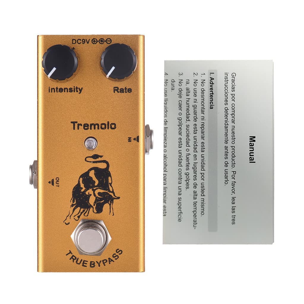 Dispositivo de efeito de guitarra elétrica Tremolo dourado Dispositivo de efeito de bloco único Tremolo Real Sideway Int