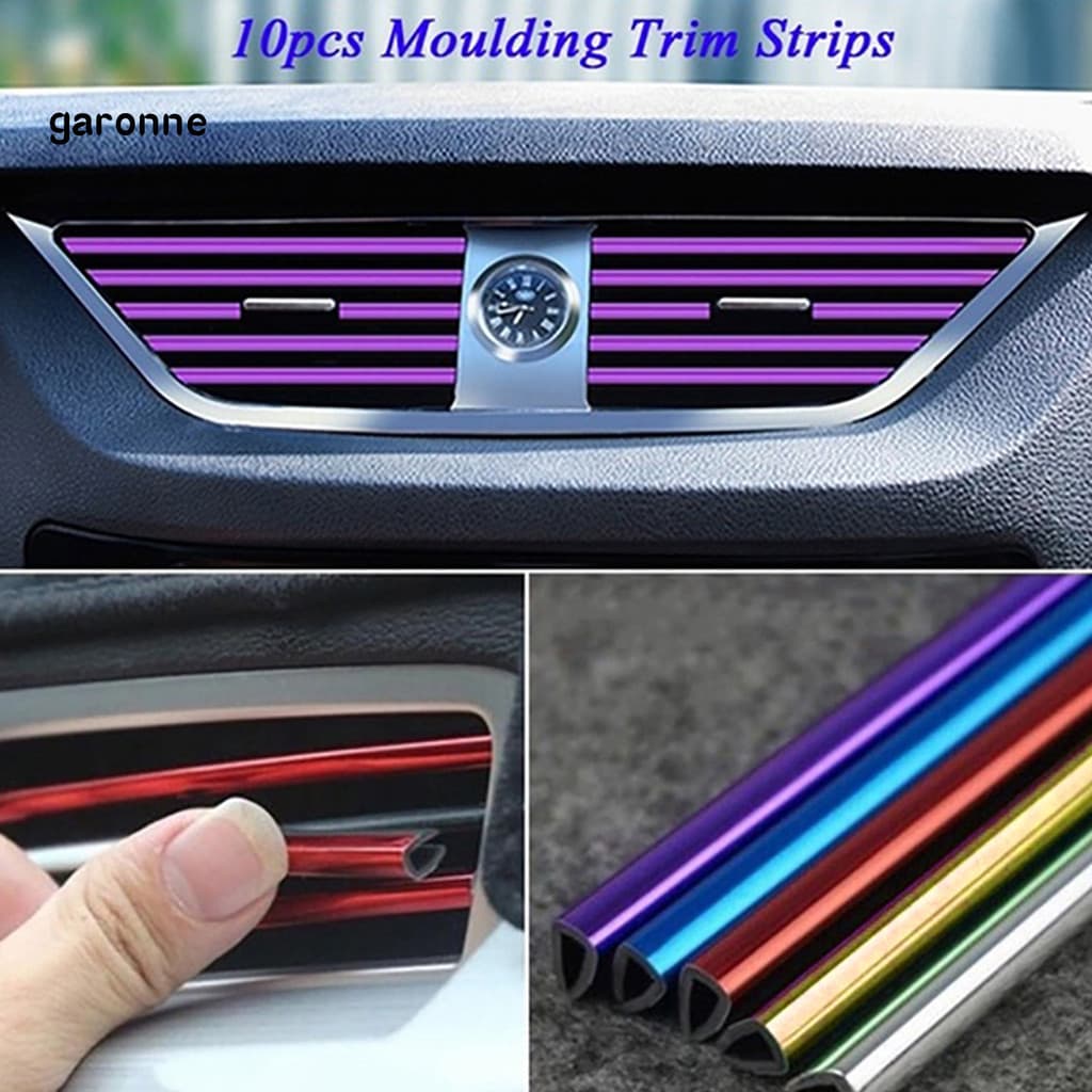 GA-10Pcs Tiras De Decoração De Saída De Ar Universal Fixação Automática PVC Em Forma De U Modelagem De Interiores De Car