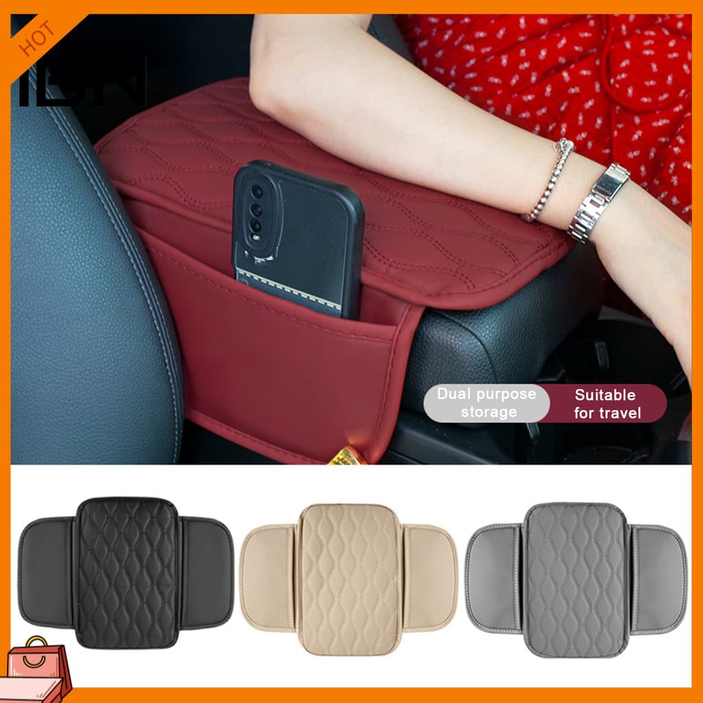 [IBN] Almofada De Apoio De Braço Para Carro Protetora De Console Central Com Bolso De Armazenamento Aumento De Couro Sin