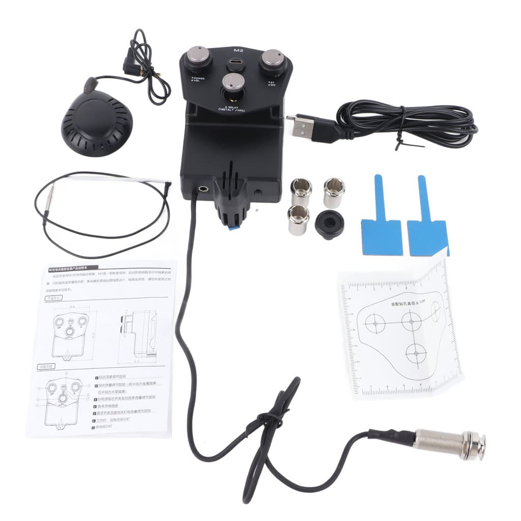 Afinador Digital De Captador De Choque Para Guitarra Acústica Com Microfone De Atraso De Reverberação Bluetooth