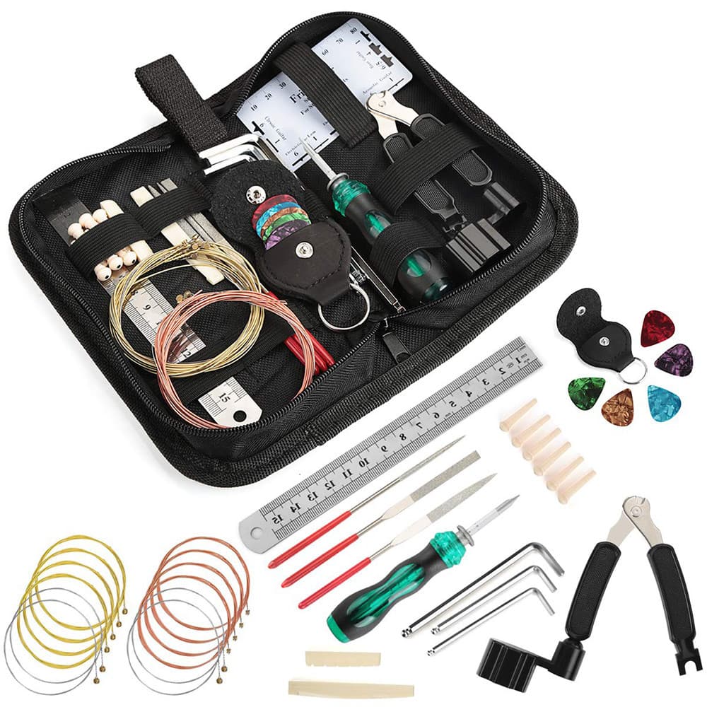 W006 Kit de ferramentas para reparo de guitarra Kit de ferramentas para cuidados com guitarra