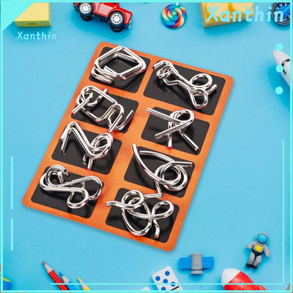 8 Pçs/Set Fio De Metal Quebra-Cabeça Montessori Educacional Aço Carbono IQ Mente Cérebro Teaser Brinqued