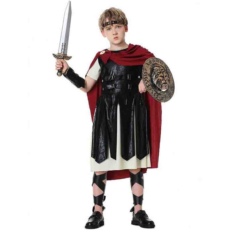 Crianças Meninos Cavaleiro Romano Guerreiro Role Play Uniforme Conjunto Soldado Gladiador Trajes Cosplay