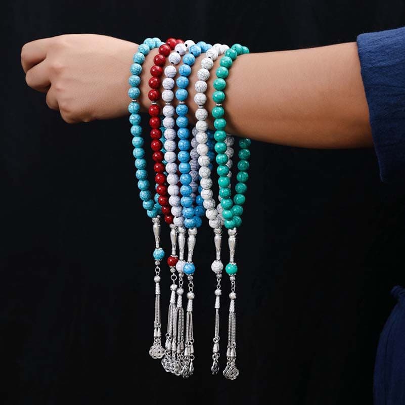 Tasbih Muçulmano Oração Grânulo Masculino Eid Presente Islâmico Misbaha Rosário Contas Pulseira