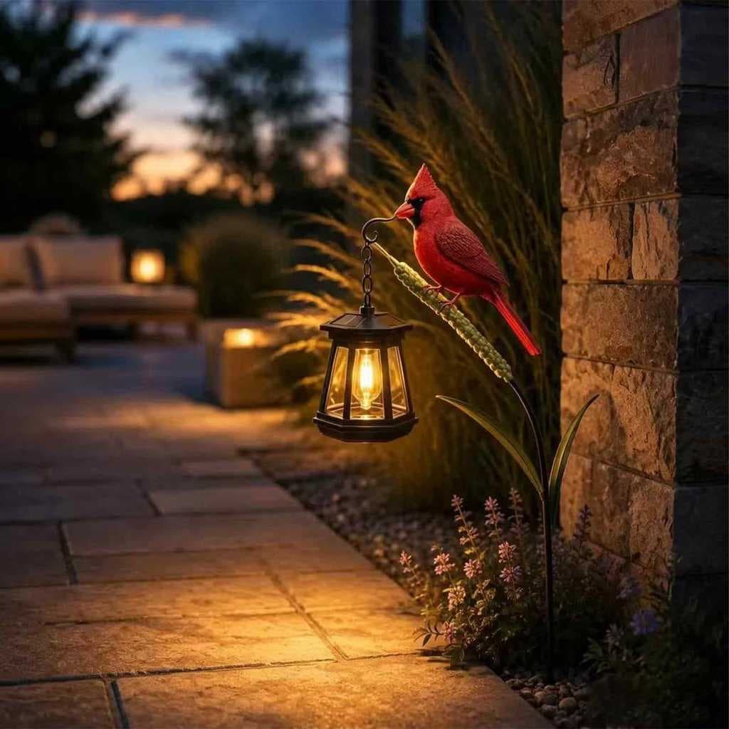 Shenhua Luz Solar De Jardim , Lanterna De Pássaro Vermelha , Decoração De Quintal De Estaca Ao Ar Livre Brilho Quente Pa