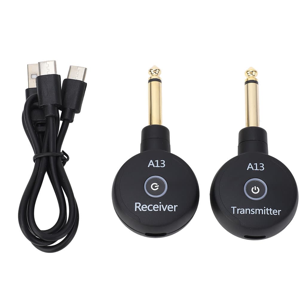 Transmissor Receptor Sem Fio De 2.4 Ghz Com Entrada De 6.35 Mm Para Guitarra Elétrica , Baixo , Violino , Teclado , 100