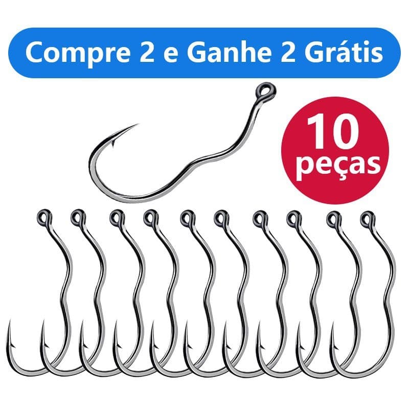 Heheshopcompre 2 E Ganhe 2 Grátis Kit De Anzol De Pesca 10 Gancho Ao Ar Livre Com Prevenção Automática De Fuga De Peixes