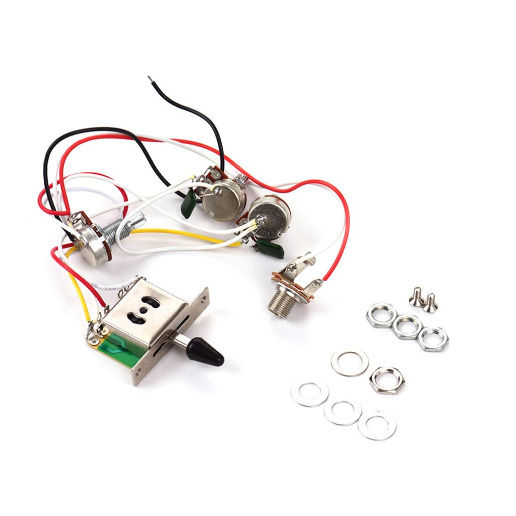 [Andoer.br] Substituição Do Kit De Chicote Elétrico Para Guitarra Elétrica Com 1 Volume E 2 Tons Jack 500K 5 Vias Togg