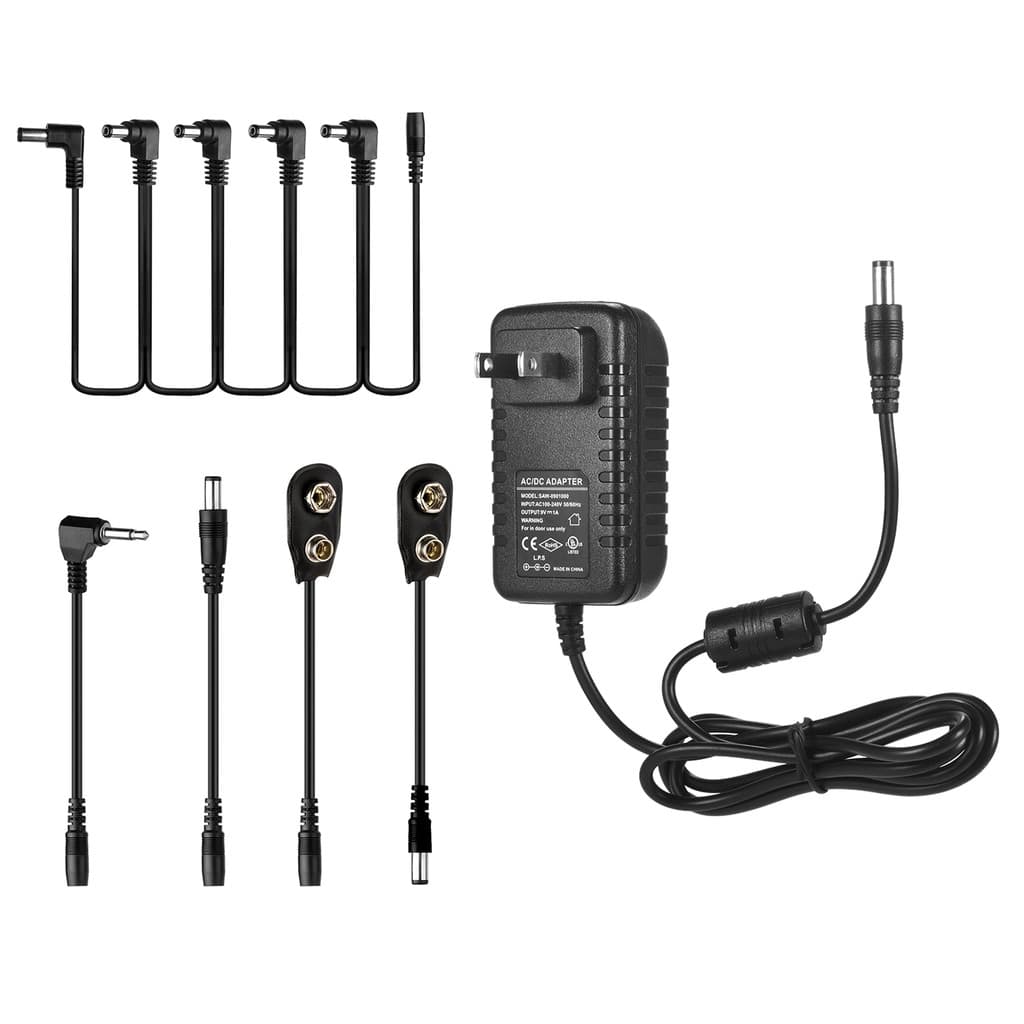 sicibr Caline CP-07A Adaptador De Fonte De Alimentação Para Efeitos De Guitarra DC 9V 1A Com Cabo De Corrente Daisy De 5