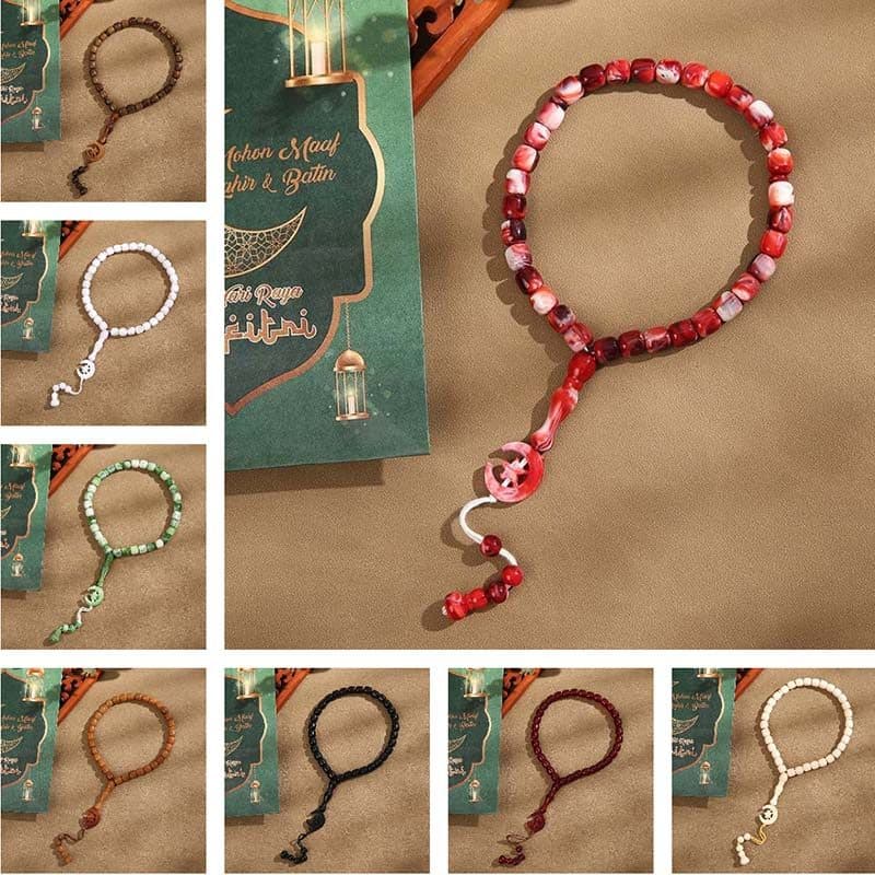 Multicolor Estrela Lua Borla 10mm Contas 33 Pulseira De Oração Meditar Em Bênçãos Do Ramadã Yoga Jóias