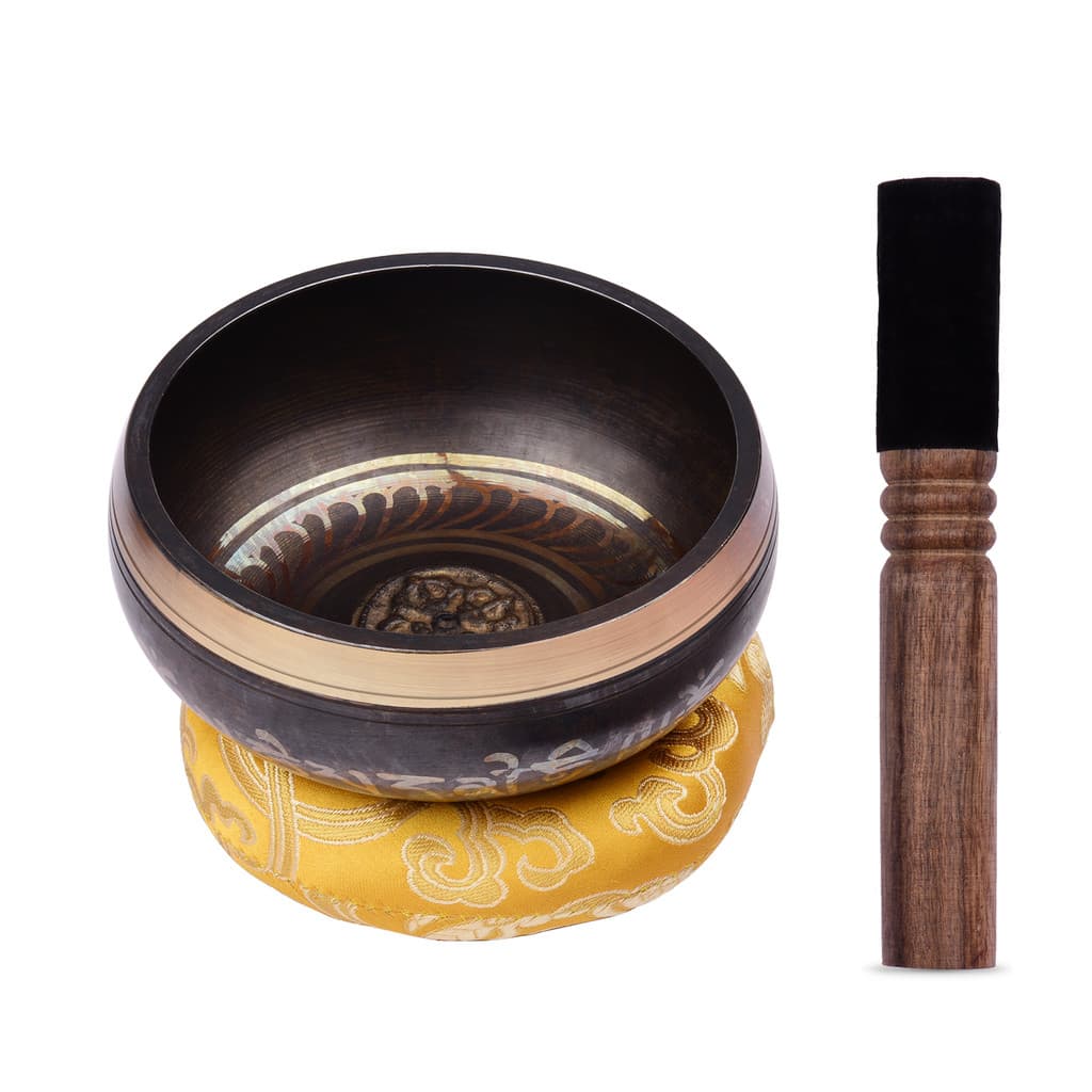 Conjunto De Tigela De Canto Tibetana Com Som De Metal Artesanal De 11.5 Cm/4.5 Polegadas E Almofada Macia Atacante De Ma