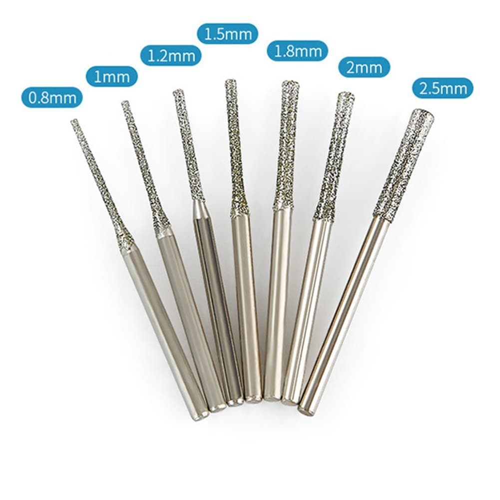 [BR] 5 Pcs 0.8-Para Brocas Revestidas De Esmeril De 2.5 Mm Haste De 2.35 Vidro Jade Âmbar