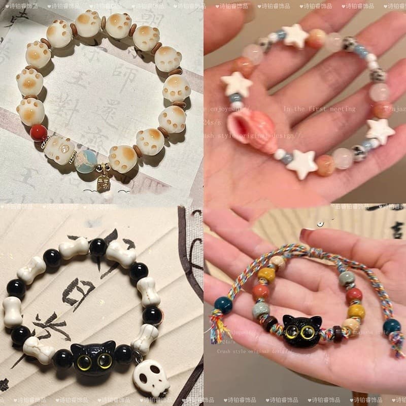 Pulseiras Vibrantes De Garras De Gato Com Concha – Joias Miçangas E Doces