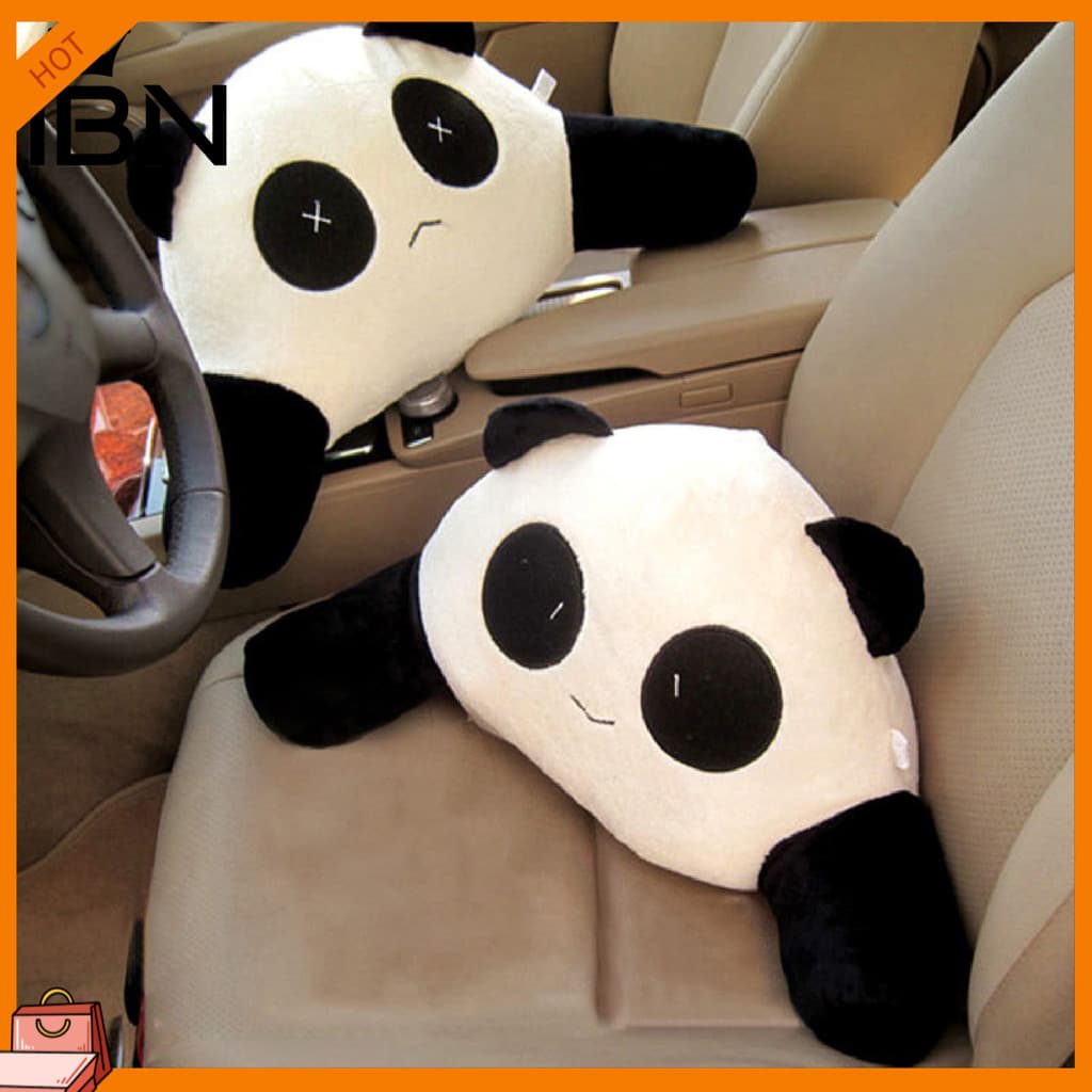 [IBN] Almofada De Encosto De Cabeça Respirável Confortável PP Algodão Fofo Formato De Panda Assento De Carro Travesseiro