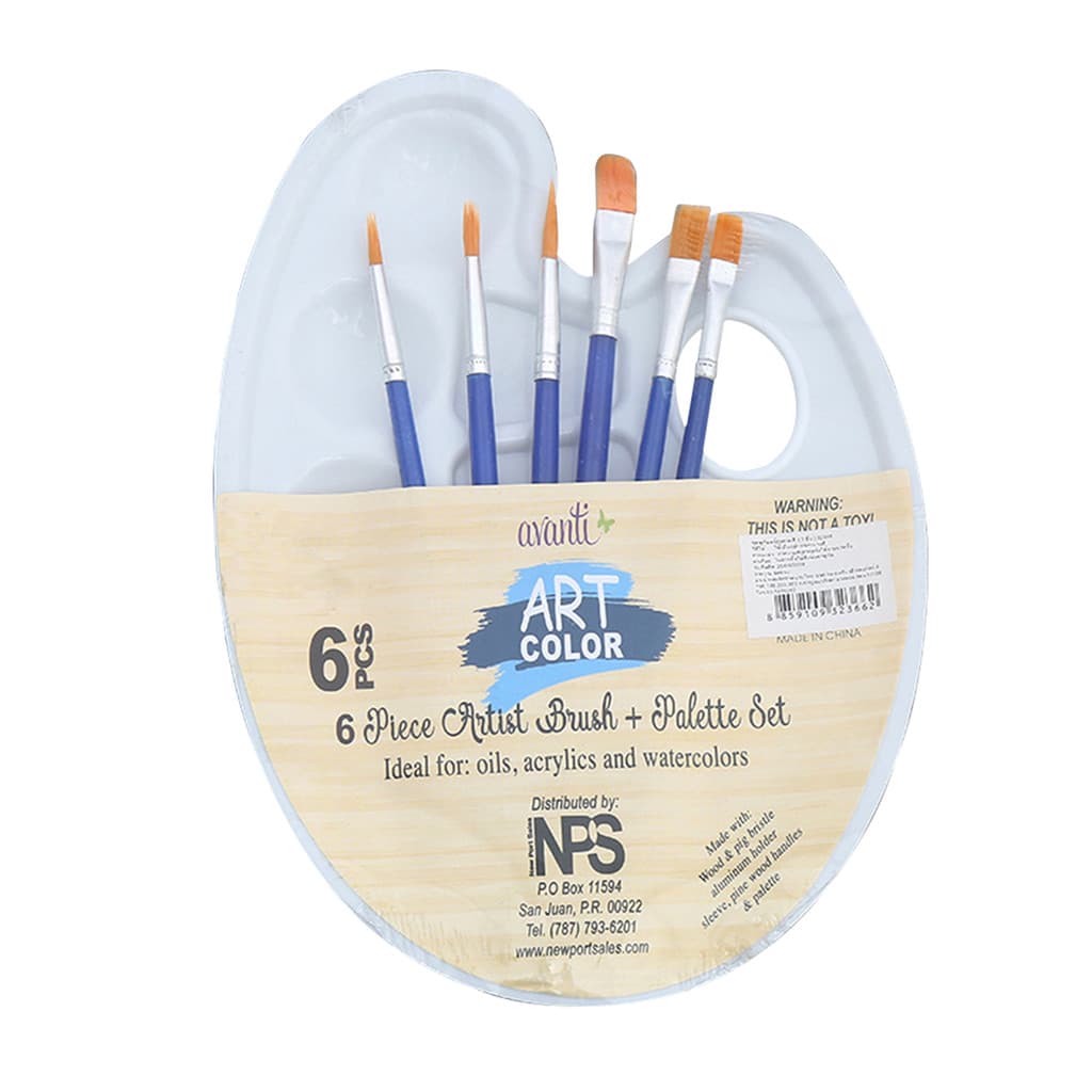 6 Pçs Pincéis E 1pc Paleta Bandeja Conjunto Para Crianças Adultos Aquarela Óleo Acrílico Guache Arte Pintura Suprimentos
