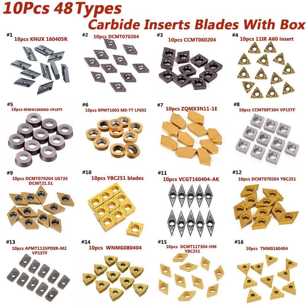 [BR] 10pcs 40 Tipos De Inserções De Pontas De Carboneto CNC Para Torneamento De Torno Ferramenta + Caixa TU