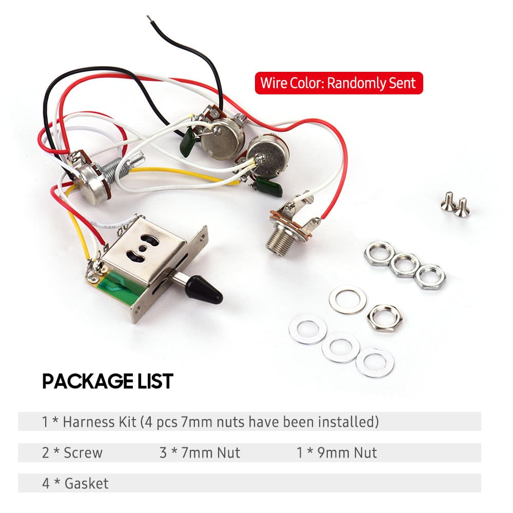 Kit De Chicote Elétrico Para Guitarra Elétrica cpnobr , Substituição Com 1 Volume , 2 Tons , 500K , Interruptor De Alter